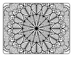 página de coloreo de mandala para adultos, arte de doodle de mandala floral dibujado a mano, página de coloreo de mandala para la relajación de adultos vector