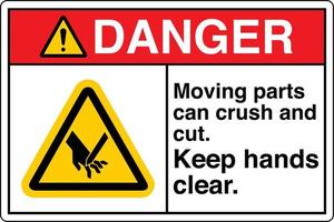 Safety Sign Marking Label Symbol Pictogram Danger Moving parts can crush and cut Keep hands clear sharp blade vector