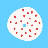 Donut in cartoon style. Vector illustration isolated on blue background.