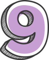 numero marcatore colorato scarabocchio font stile png