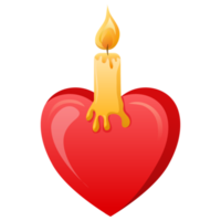 heart and a burning candle for the holiday, St. Valentine, love png