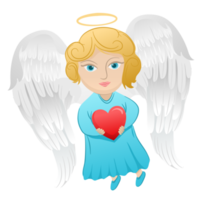 angel with heart congratulations with white wings, blue robe png