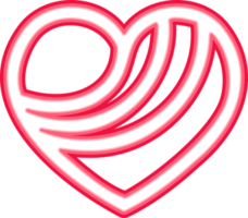 coração de néon png vibrante. luz neon colorida brilhante em forma de coração. ilustração linear brilhante, boa para decorações, molduras, texto, design do dia dos namorados e para outros fins.
