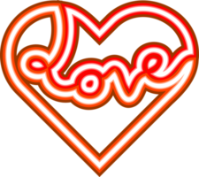 levendig PNG neon hart. gloeiend kleurrijk neon licht in hart vorm geven aan. lineair schijnend illustratie, mooi zo voor decoraties, lijsten, tekst, Valentijnsdag ontwerp en voor andere doeleinden.