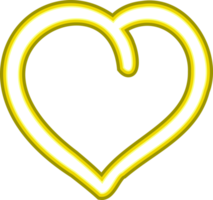 coração de néon png vibrante. luz neon colorida brilhante em forma de coração. ilustração linear brilhante, boa para decorações, molduras, texto, design do dia dos namorados e para outros fins.