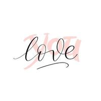 Love you hand written square card. Romantic lettering with thin ink and marker inscription. Vector minimalistic design for banners, posters, ads, promo.