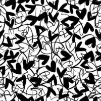 Seamless monochrome pattern with hand drawn hearts. Vector repeating texture. Repeatable backdrop with drawn outlined and filled black hearts.