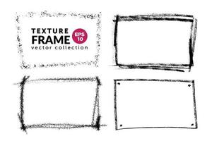 Hand drawn grunge frames rectangular shape set. Black paint strokes as graphic resources. Ink brush painted backdrops with copy space. vector