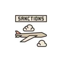 Sanctions on Flights and Aviation vector concept colored icon