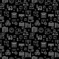 Storage vector seamless dark background. Logistics concept line pattern