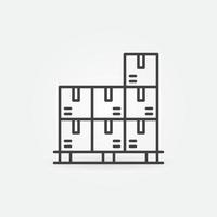 Boxes on Pallet vector concept thin line icon or sign