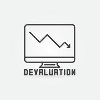 Computer with Devaluation Arrow on Screen vector concept line icon