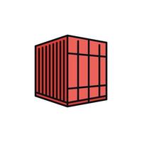 icono o símbolo creativo de concepto de vector de contenedor de carga pequeño rojo
