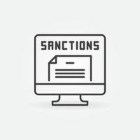 computadora con documentos de sanciones icono de esquema de concepto vectorial vector