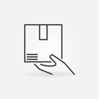 Hand with Cardboard Box vector Warehouse concept outline icon