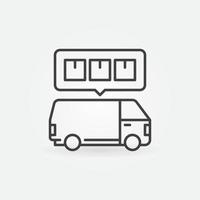 Van with Speech Bubble vector Logistics concept outline icon