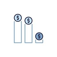 Devaluation Chart with Dollar Coins vector Currency Value Lowering colored icon