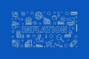 banner de línea delgada horizontal de inflación. Ilustración de vector de crisis financiera