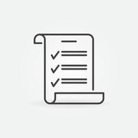 Paper Checklist vector concept linear minimal icon or sign