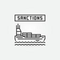 sanciones de envío vector icono de línea de concepto de sanciones de transporte marítimo
