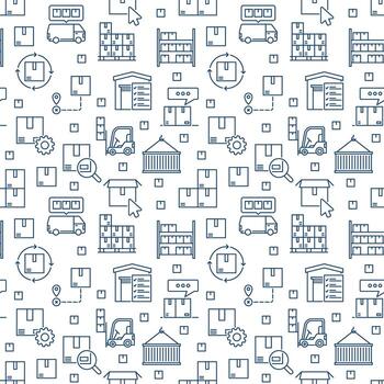 Logistics and Delivery vector seamless pattern in linear style