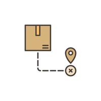 Cardboard Box with Geo Tag Pin vector Logistics concept colored icon