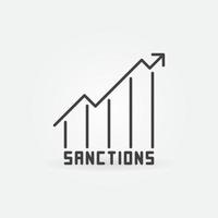 gráfico de líneas de sanciones vector icono de esquema de concepto de crisis financiera