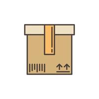 caja de cartón vector concepto de inventario icono o signo de color