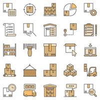 Inventory and Storage colored icons set. Warehouse concept signs vector