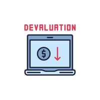 Laptop with Devaluation information vector concept colored icon