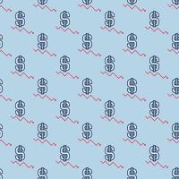 Computer with Devaluation Arrow vector outline seamless pattern