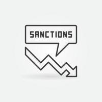 sanciones económicas vector concepto lineal icono o signo