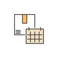 Cardboard Box with Time Table vector concept colored icon