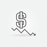 Dollar Devaluation Arrow vector Recession concept outline icon