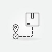 Cardboard Box with Geo Pin vector Destination concept outline icon