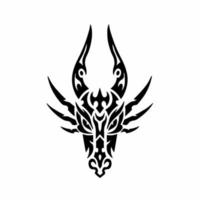 Tribal Dragon Head Logo. Tattoo Design. Animal Stencil Vector Illustration