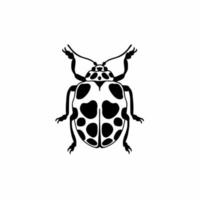 Lady Beetle Logo Symbol. Stencil Design. Animal Tattoo Vector Illustration.