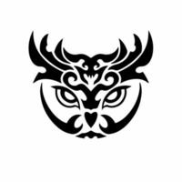 Tribal Owl Head Logo. Tattoo Design. Animal Stencil Vector Illustration