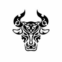 Tribal Bull Head Logo. Tattoo Design. Animal Stencil Vector Illustration