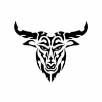 Tribal Bull Head Logo. Tattoo Design. Animal Stencil Vector Illustration