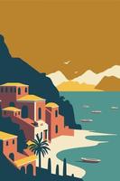 ilustración vectorial de un positano, italia. Puede utilizarse como fondo vector