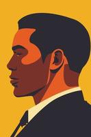 Profile of an African American man. Vector illustration in flat style.