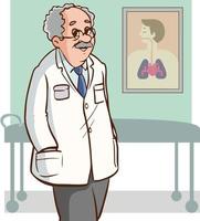 Professional doctor illustration wearing stethoscope  cartoon vector