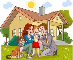 happy cute family cartoon vector