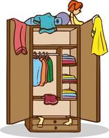 messy wardrobe child cartoon vector