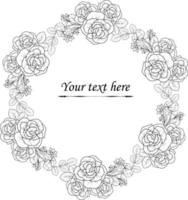 Rose flower border frame, hand drawing roses border collaction for invitation card, coloring page, coloring book. vector