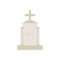 Ancient Headstone Flat design vector illustration. Vector flat style illustration gravestone with text R.I.P Tombstone icon.