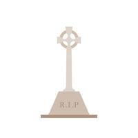 Ancient Headstone Flat design vector illustration. Vector flat style illustration gravestone with text R.I.P Tombstone icon.
