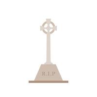 Ancient Headstone Flat design vector illustration. Vector flat style illustration gravestone with text R.I.P Tombstone icon.