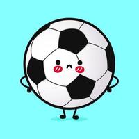 lindo personaje de pelota de fútbol enojado. icono de ilustración de personaje kawaii de dibujos animados dibujados a mano vectorial. aislado sobre fondo azul. triste concepto de personaje de balón de fútbol vector